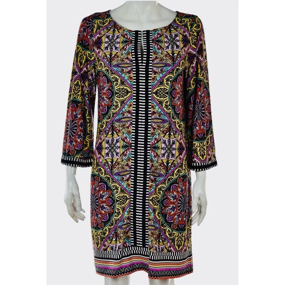 Laundry Shelli Segal Vibrant‎ Medallion Geometric Print Retro Shift Knee dress 8 - Picture 9 of 9